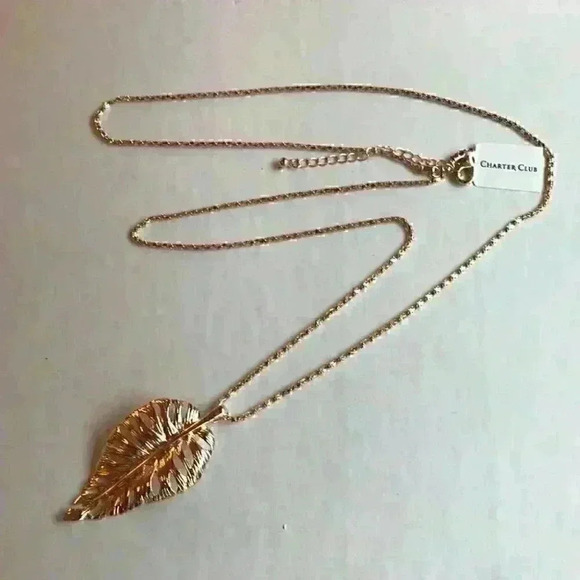 Charter Club new Gold Leaf Necklace - Picture 2 of 8